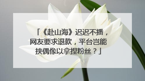 《赴山海》迟迟不播，网友要求退款，平台岂能挟偶像以拿捏粉丝？