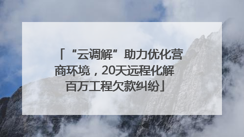 “云调解”助力优化营商环境，20天远程化解百万工程欠款纠纷