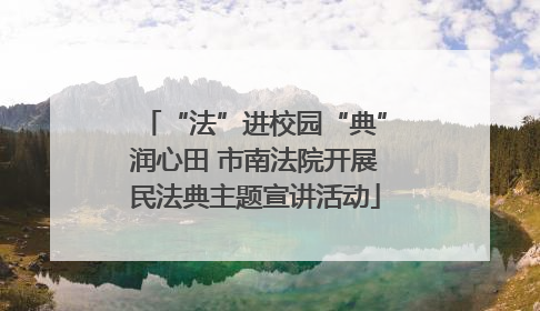 “法”进校园“典”润心田 市南法院开展民法典主题宣讲活动