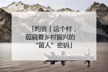 灼言｜这个村，蕴藏着乡村振兴的“留人”密码
