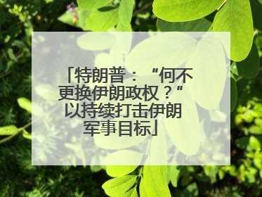 特朗普：“何不更换伊朗政权？” 以持续打击伊朗军事目标
