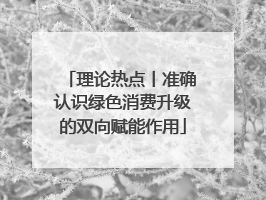理论热点丨准确认识绿色消费升级的双向赋能作用