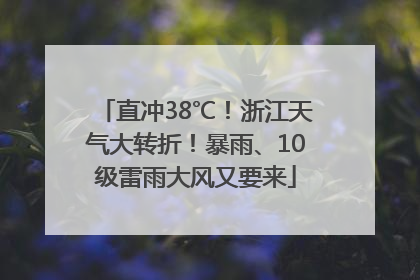 直冲38℃！浙江天气大转折！暴雨、10级雷雨大风又要来