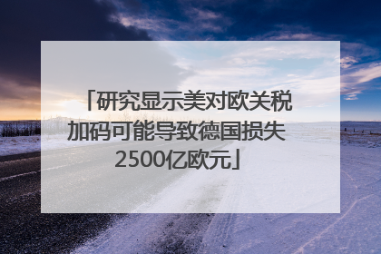 研究显示美对欧关税加码可能导致德国损失2500亿欧元