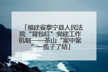 福建省泰宁县人民法院“背包红”党建工作机制——茶山“案中案”一揽子了结