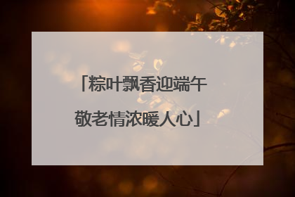 粽叶飘香迎端午 敬老情浓暖人心