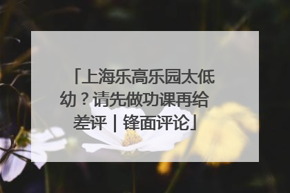 上海乐高乐园太低幼？请先做功课再给差评｜锋面评论