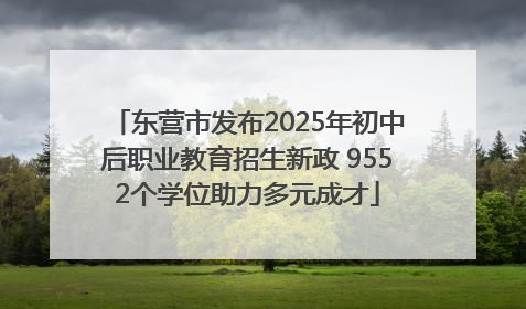 东营市发布2025年初中后职业教育招生新政 9552个学位助力多元成才