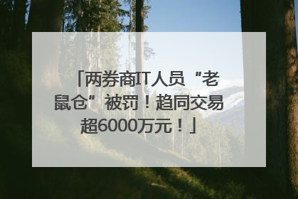 两券商IT人员“老鼠仓”被罚！趋同交易超6000万元！