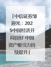 中信证券邹迎光：2025中国经济开局良好 中国资产吸引力持续提升