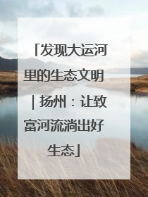 发现大运河里的生态文明｜扬州：让致富河流淌出好生态