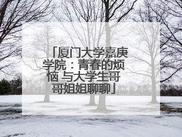 厦门大学嘉庚学院：青春的烦恼 与大学生哥哥姐姐聊聊