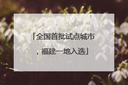 全国首批试点城市，福建一地入选