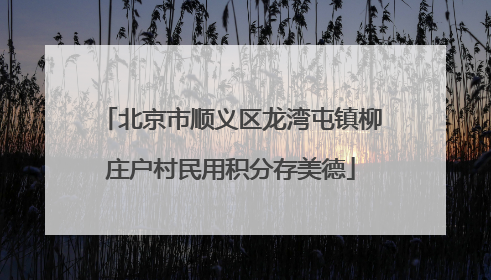 北京市顺义区龙湾屯镇柳庄户村民用积分存美德