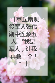 商丘籍现役军人张伟湖中连救五人 “我是军人，让我再救一个！”