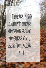 喜报！第五届中国报业创新发展案例发布，云新闻入选！