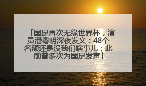 国足再次无缘世界杯，演员潘粤明深夜发文：48个名额还是没我们啥事儿；此前曾多次为国足发声