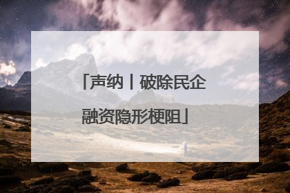 声纳丨破除民企融资隐形梗阻