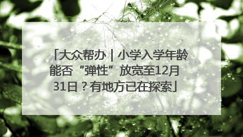 大众帮办｜小学入学年龄能否“弹性”放宽至12月31日？有地方已在探索