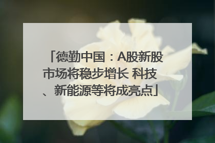 德勤中国：A股新股市场将稳步增长 科技、新能源等将成亮点