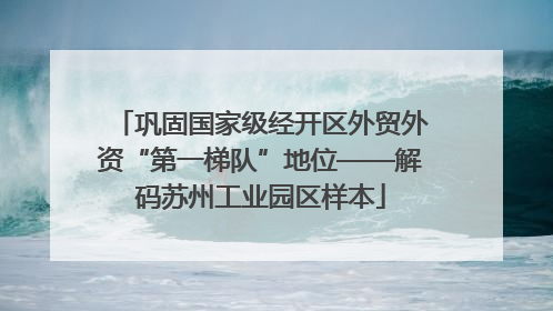 巩固国家级经开区外贸外资“第一梯队”地位——解码苏州工业园区样本