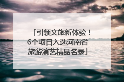 引领文旅新体验！6个项目入选河南省旅游演艺精品名录