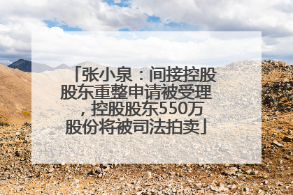张小泉：间接控股股东重整申请被受理，控股股东550万股份将被司法拍卖