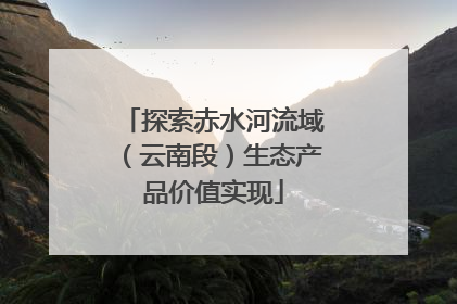 探索赤水河流域（云南段）生态产品价值实现