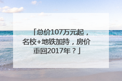 总价107万元起，名校+地铁加持，房价重回2017年？