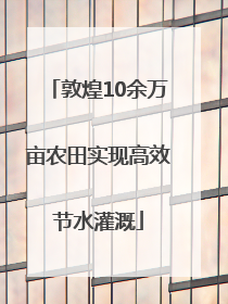 敦煌10余万亩农田实现高效节水灌溉