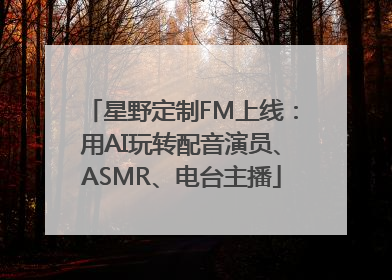 星野定制FM上线：用AI玩转配音演员、ASMR、电台主播