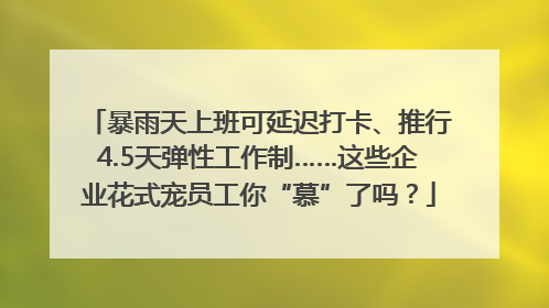 暴雨天上班可延迟打卡、推行4.5天弹性工作制……这些企业花式宠员工你“慕”了吗？