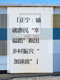 正宁：铺就惠民“幸福路”跑出乡村振兴“加速度”