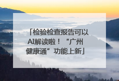 检验检查报告可以AI解读啦！“广州健康通”功能上新