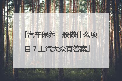 汽车保养一般做什么项目？上汽大众有答案