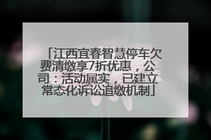 江西宜春智慧停车欠费清缴享7折优惠，公司：活动属实，已建立常态化诉讼追缴机制