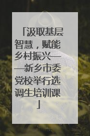 汲取基层智慧，赋能乡村振兴——新乡市委党校举行选调生培训课