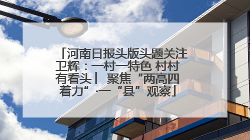 河南日报头版头题关注卫辉：一村一特色 村村有看头 ︳聚焦“两高四着力”·一“县”观察