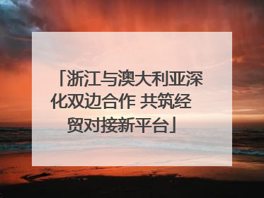 浙江与澳大利亚深化双边合作 共筑经贸对接新平台