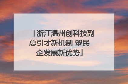 浙江温州创科技副总引才新机制 塑民企发展新优势