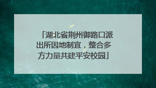 湖北省荆州御路口派出所因地制宜，整合多方力量共建平安校园