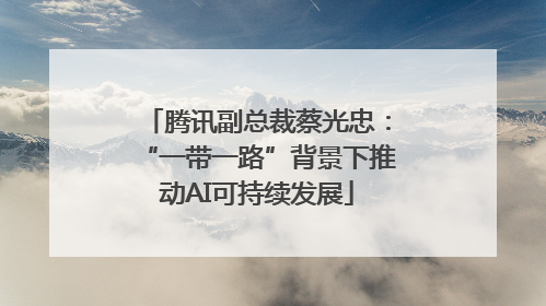 腾讯副总裁蔡光忠：“一带一路”背景下推动AI可持续发展