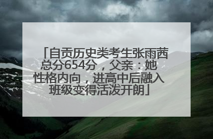 自贡历史类考生张雨茜总分654分，父亲：她性格内向，进高中后融入班级变得活泼开朗