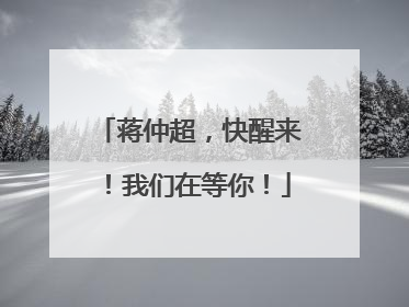 蒋仲超，快醒来！我们在等你！