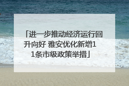 进一步推动经济运行回升向好 雅安优化新增11条市级政策举措
