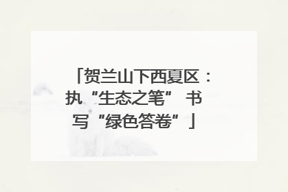 贺兰山下西夏区：执“生态之笔” 书写“绿色答卷”