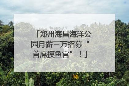 郑州海昌海洋公园月薪三万招募“首席摸鱼官”！