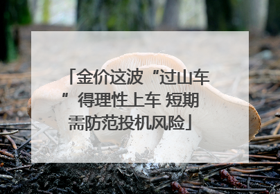 金价这波“过山车”得理性上车 短期需防范投机风险