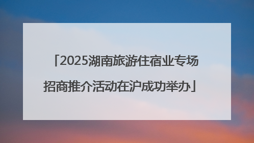 2025湖南旅游住宿业专场招商推介活动在沪成功举办