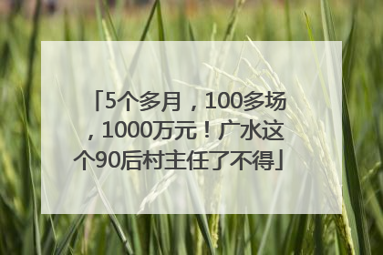 5个多月，100多场，1000万元！广水这个90后村主任了不得